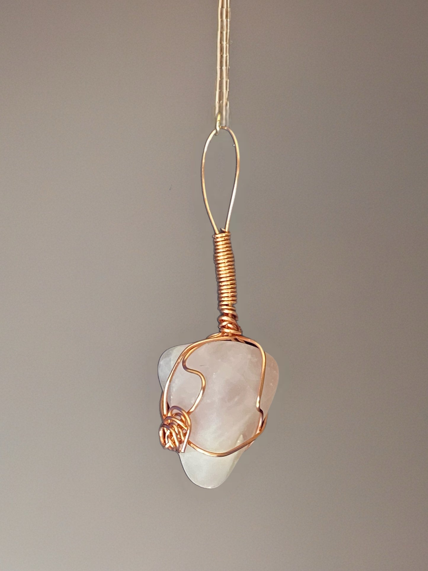 Rose quartz point pendant