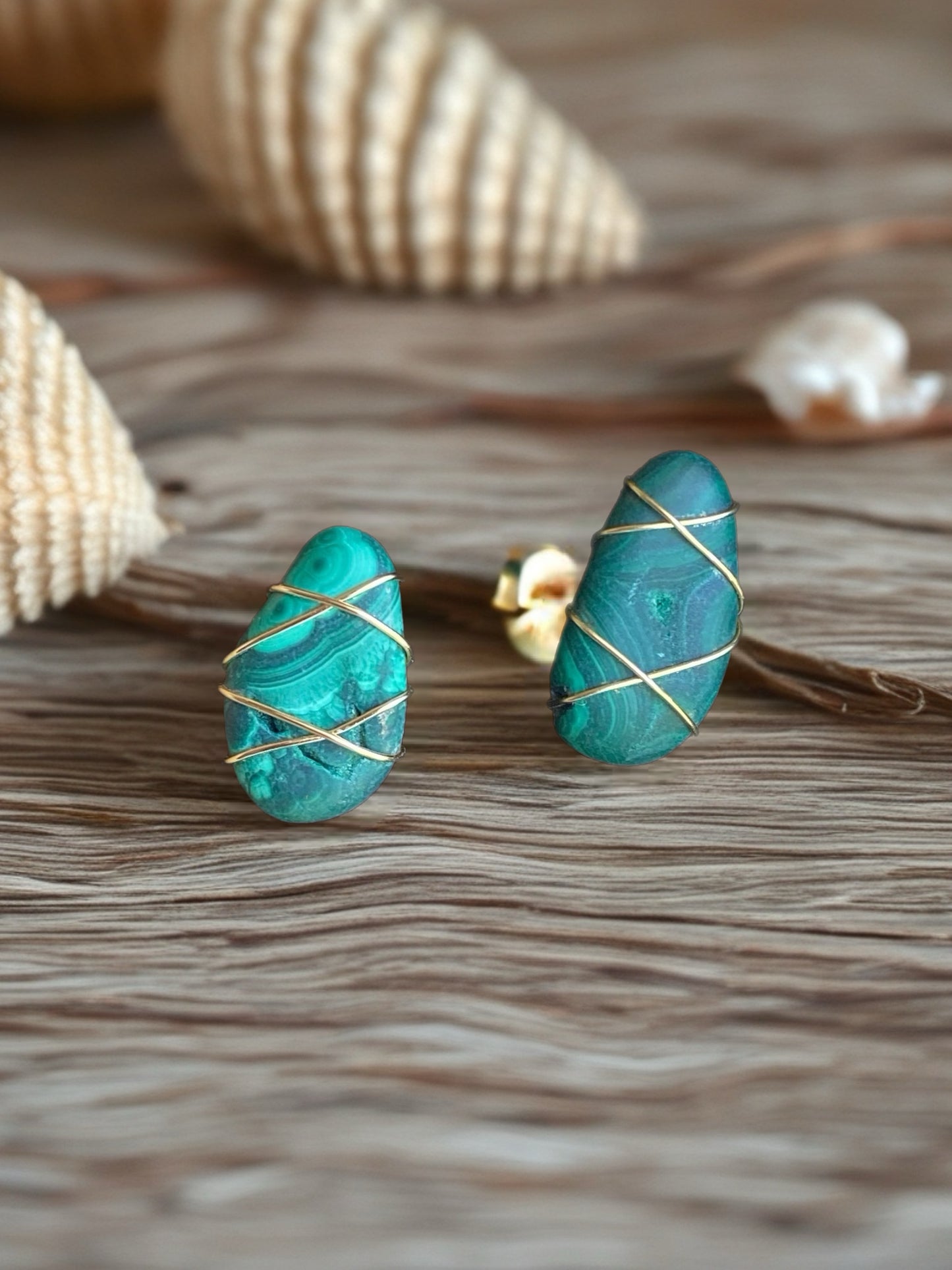 Green Galaxies Malachite Studs