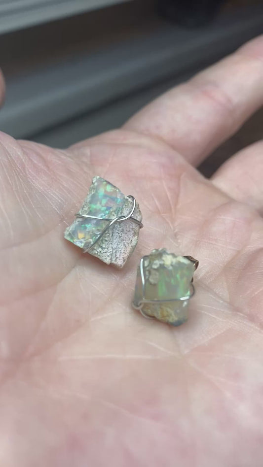 Irregular Raw Opal Studs