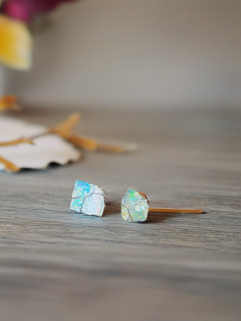 Irregular Raw Opal Studs