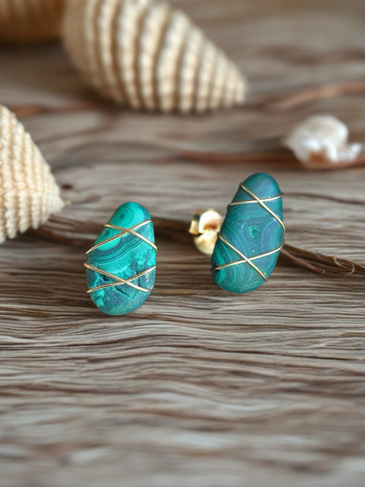 Green Galaxies Malachite Studs